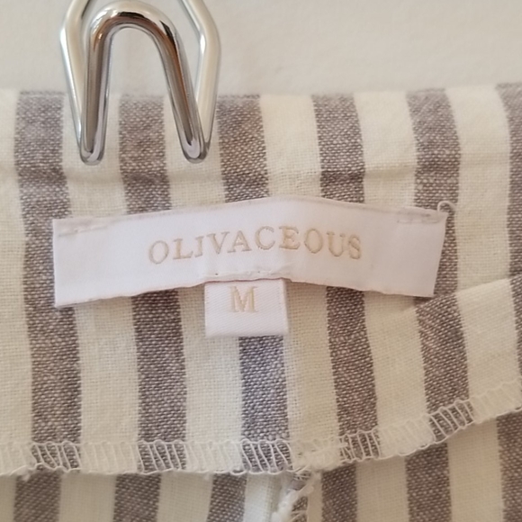 Olivaceous Linen stripped wide leg pants - Picture 5 of 7